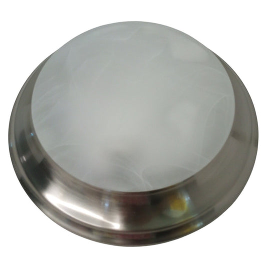 Monument 1-Light Flush Mount Ceiling Fixture Brushed Nickel Alabaster Glass