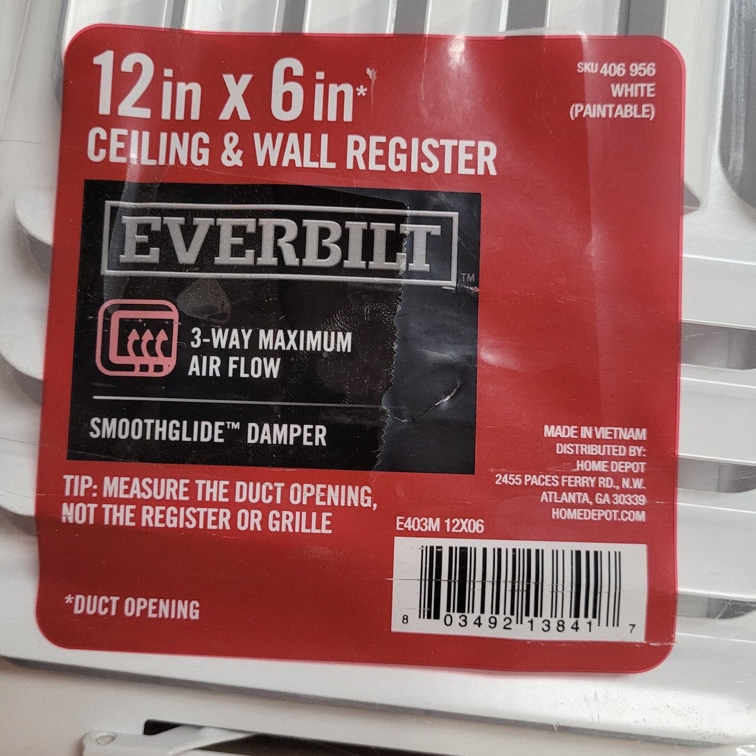Everbilt 12 in. X 6 in. 3-Way Fixed Curved Blade Wall/Ceiling Register