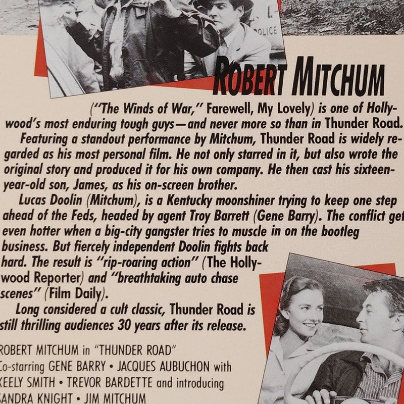 Thunder Road VHS 1958 Robert Mitchum B&W MGM/UA Home Video Vintage