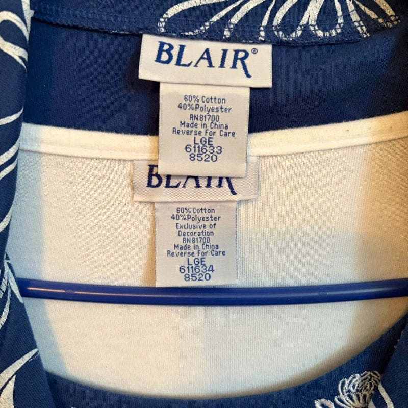 Blair Women's L Navy & White Floral 3-Piece Set - Jacket, Top & Pants