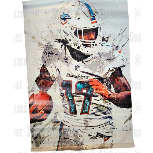Miami Dolphins #17 Jaylen Waddle – 12” x 18” Canvas Print – Unframed