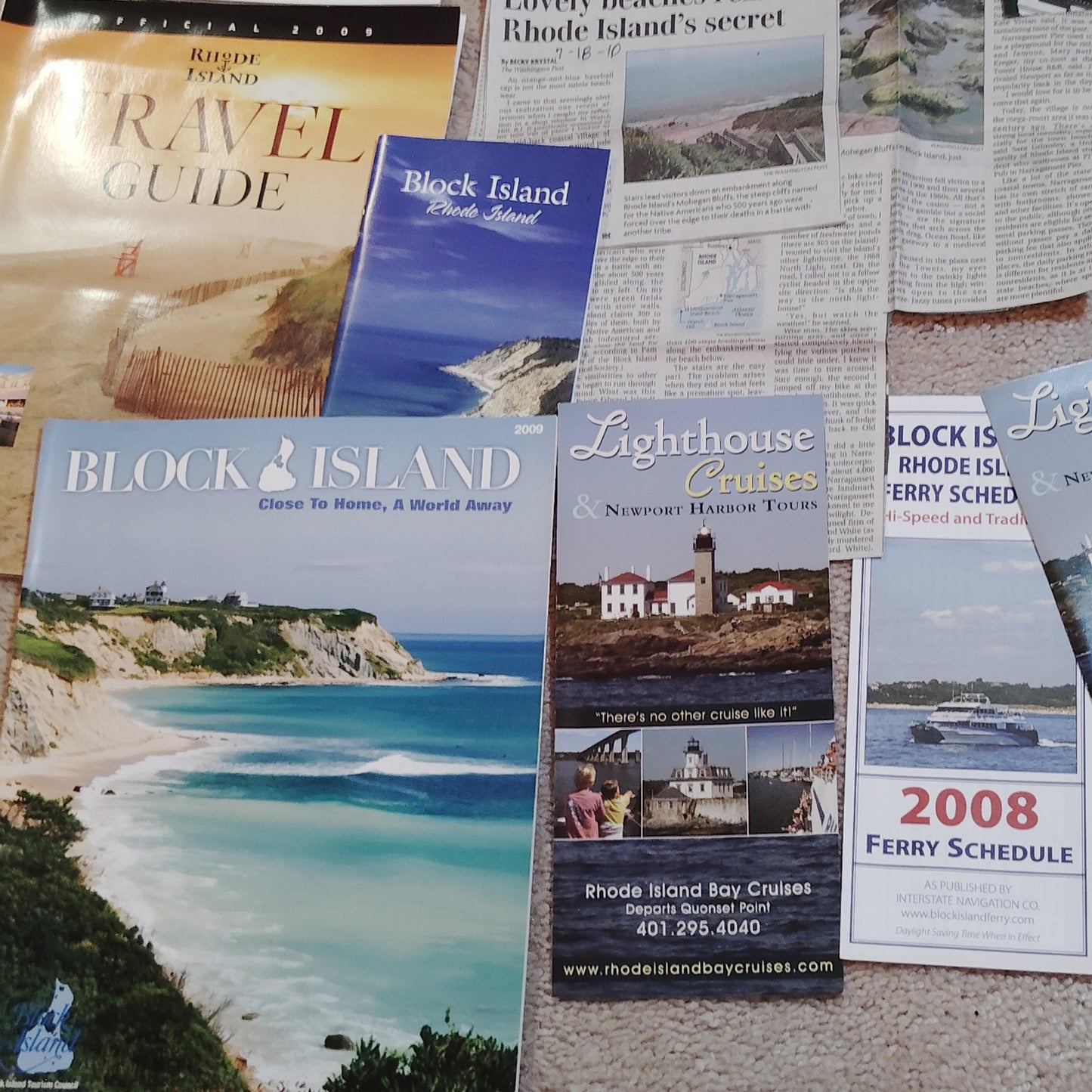 Rhode Island Travel Ephemera Lot 2008–2010 Maps Guides Block Island 2.5 Lbs