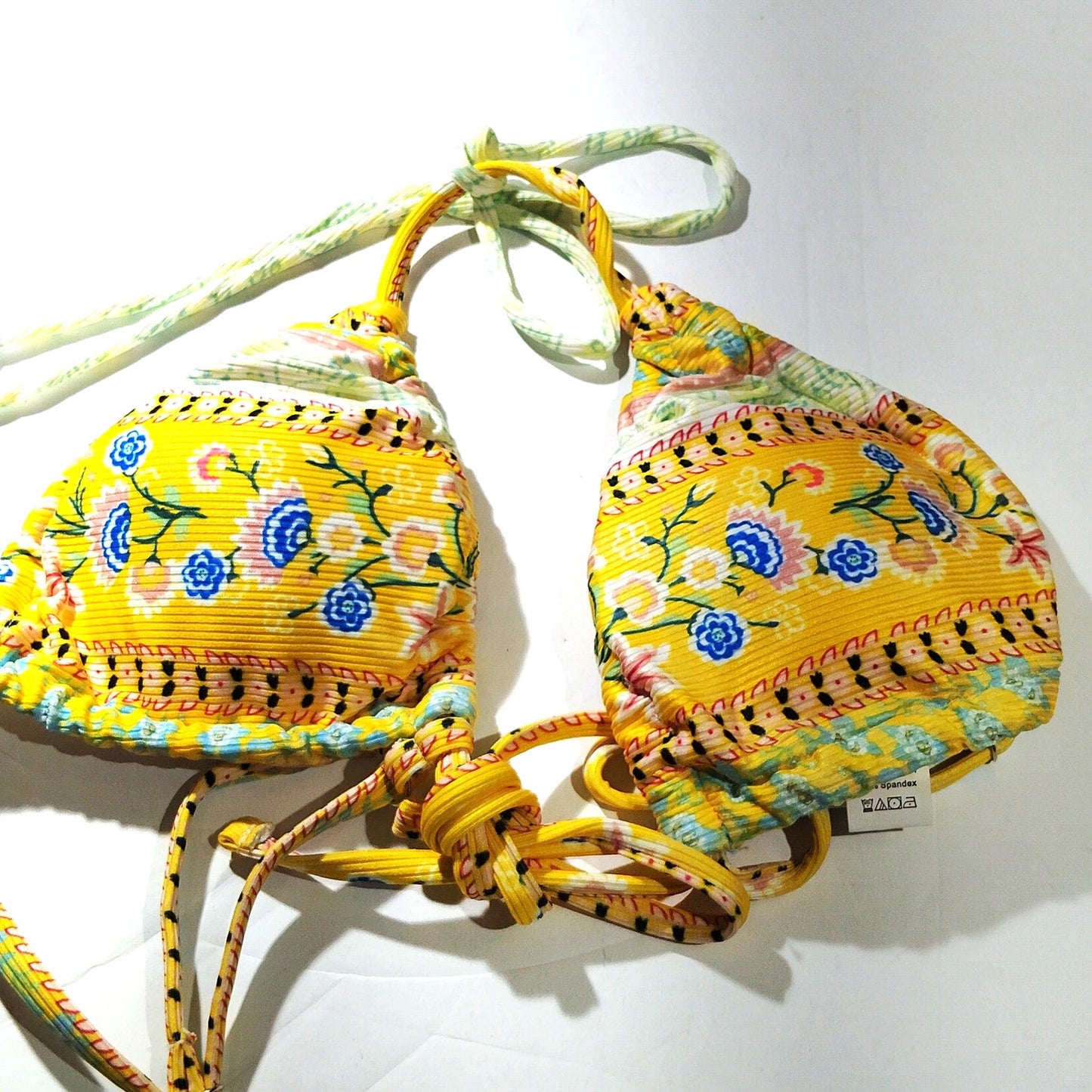 Women’s Patchwork Floral Bikini Top – Yellow Multi - Small (Size 4) – NWOT