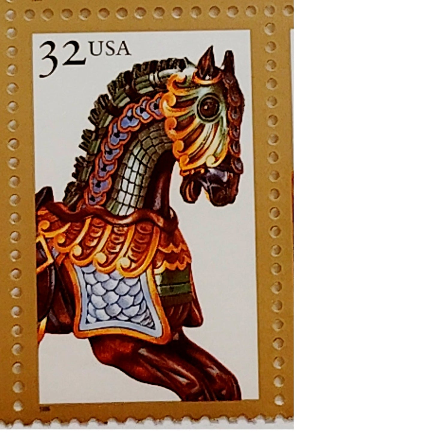 Block of 6 – 1995 USA 32¢ Carousel Horses MNH Scott 2976–2979