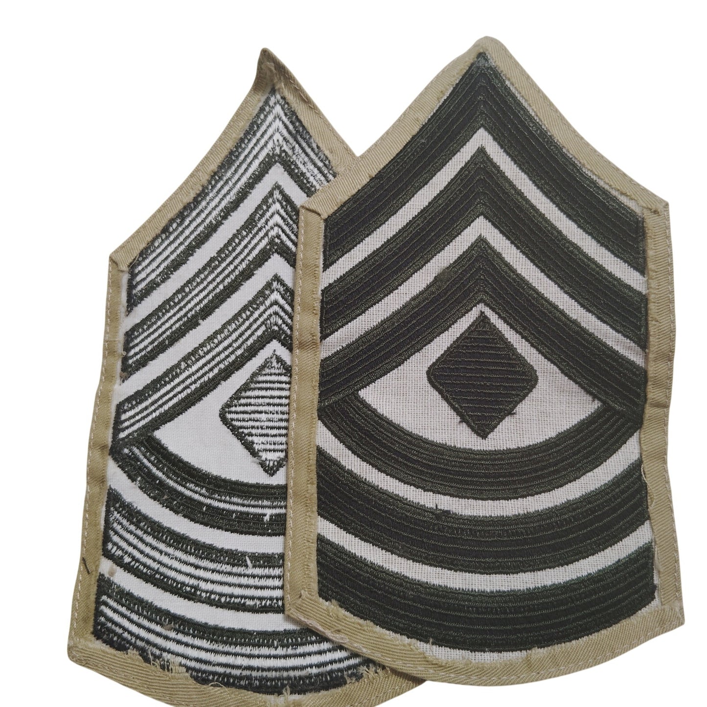 USMC First Sergeant E‑8 Female Green on Khaki Chevrons 4‑3/8" Sew‑On Pair