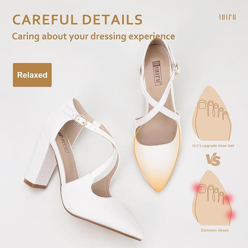 Closed Pointed Toe Chunk High Heel, 8.5, Crossed Strap D'Orsay Dress Shoes