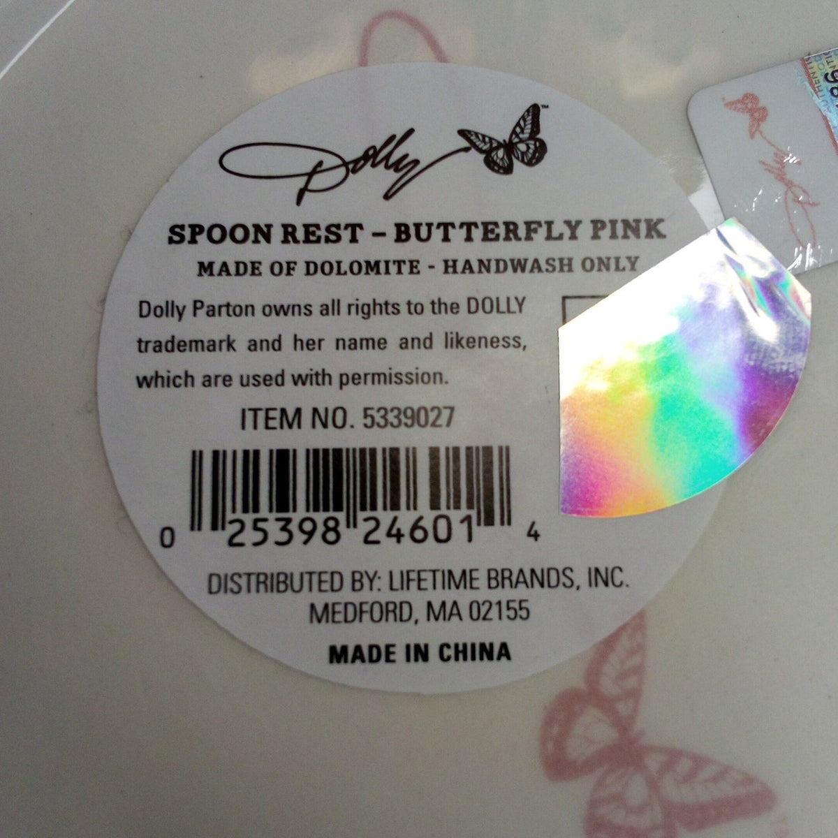 Dolly Parton Butterfly Pink Dolomite Stoneware Spoon Rest - Kitchen Decor