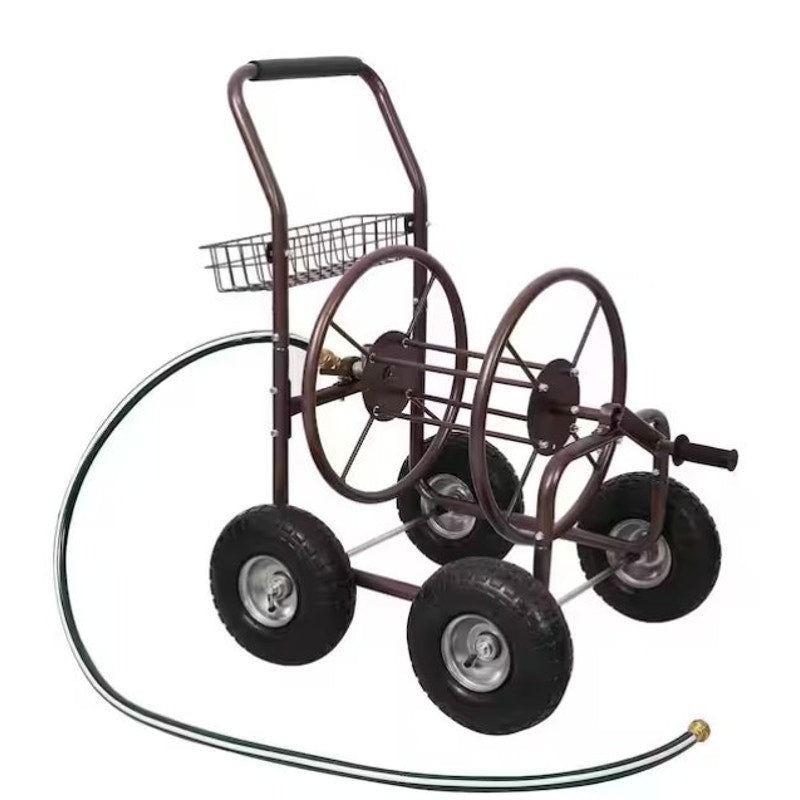 Outdoors Metal Hose Reel Cart w/ Wheels Heavy Duty Hose Caddie 250ft Capacity