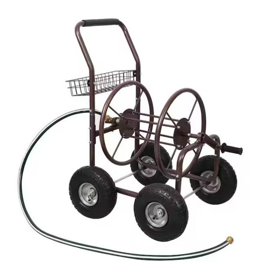 Outdoors Metal Hose Reel Cart w/ Wheels Heavy Duty Hose Caddie 250ft Capacity