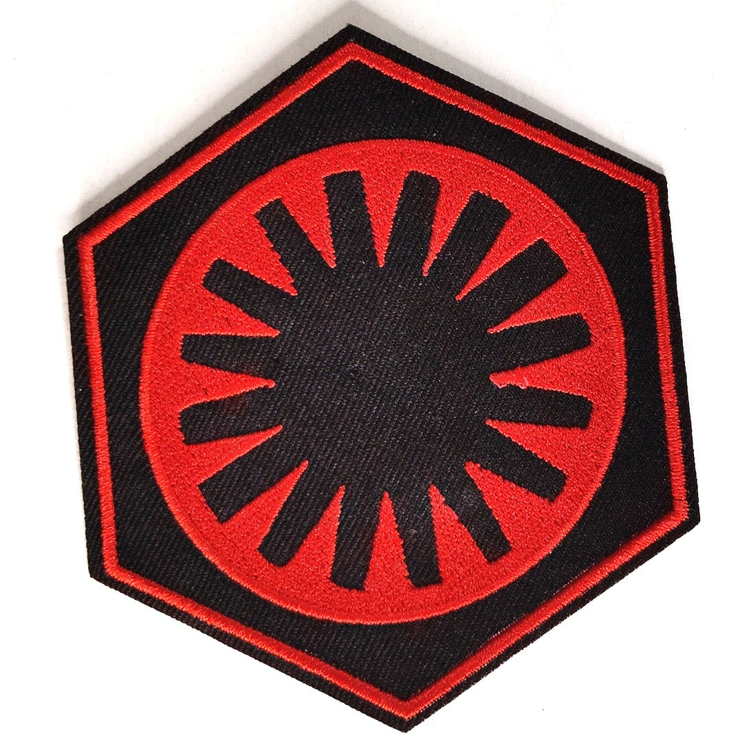 Star Wars First Order Patch Red on Black Hexagon 3‑1/2" × 3" Iron‑On Sew‑On
