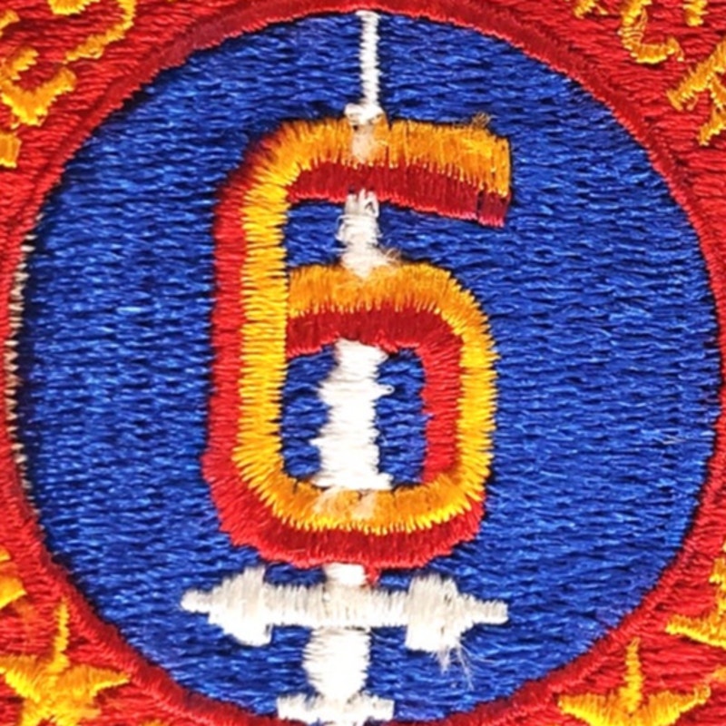 USMC 6th Marine Division Novelty Patch WWII Pacific 2‑3/4" Sew‑On, Embroidered
