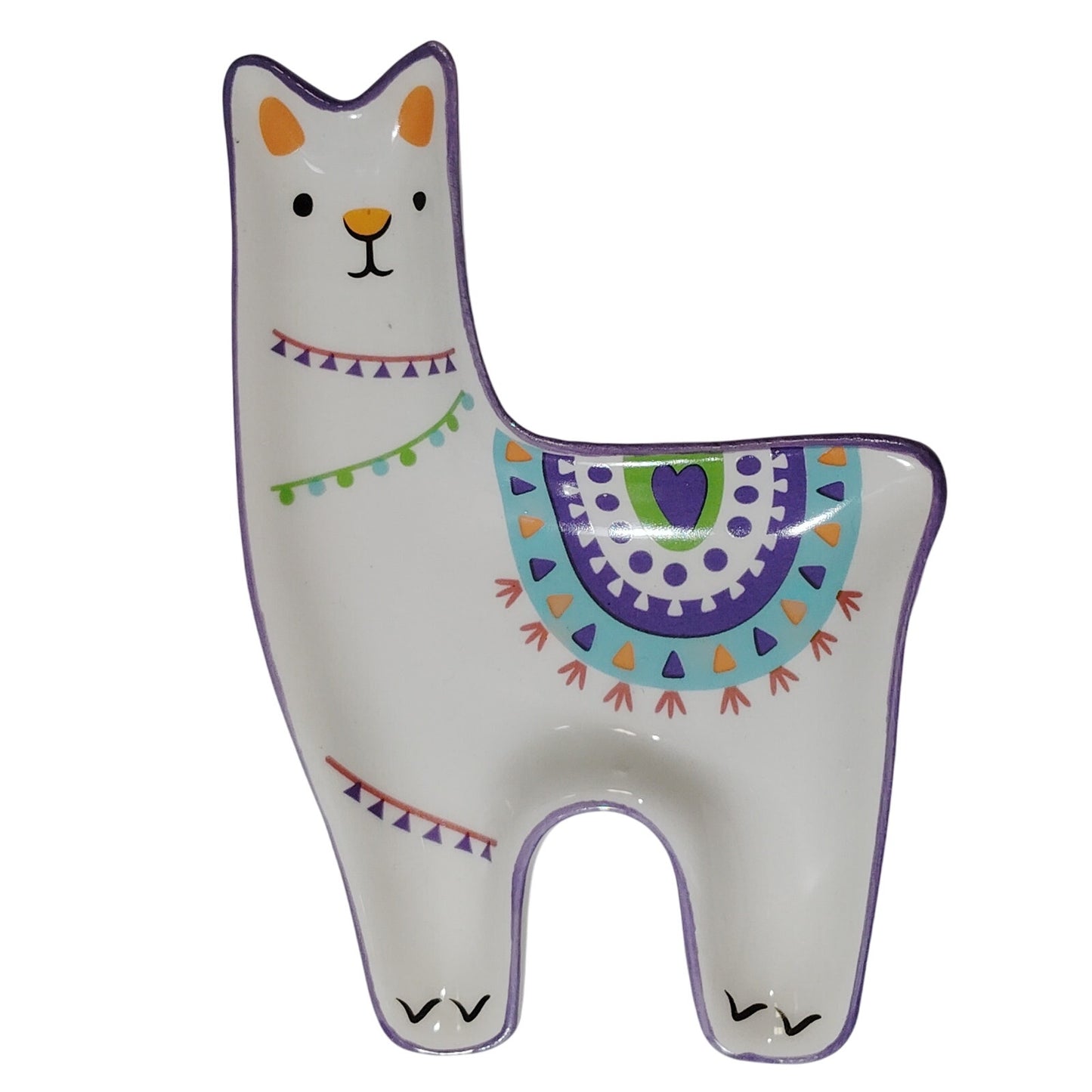Modern Expressions Ceramic Llama Dish – Multicolor Decorative Tray 6" x 4"