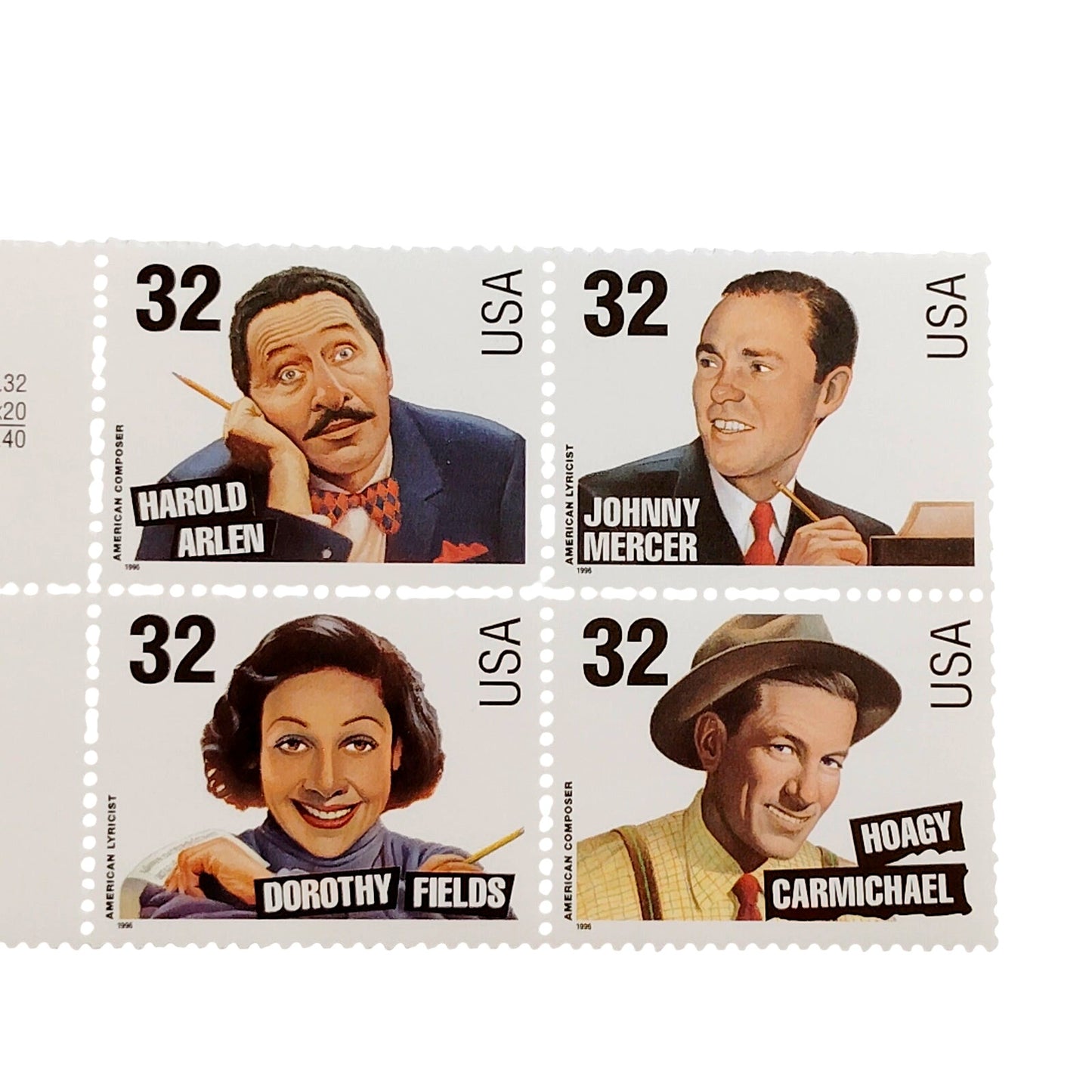 Block of 4 – 1996 USA 32¢ Songwriters MNH Scott 3101–3104