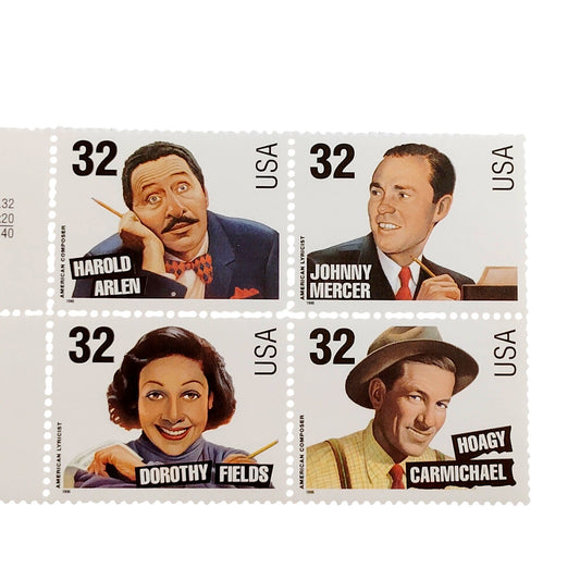 Block of 4 – 1996 USA 32¢ Songwriters MNH Scott 3101–3104