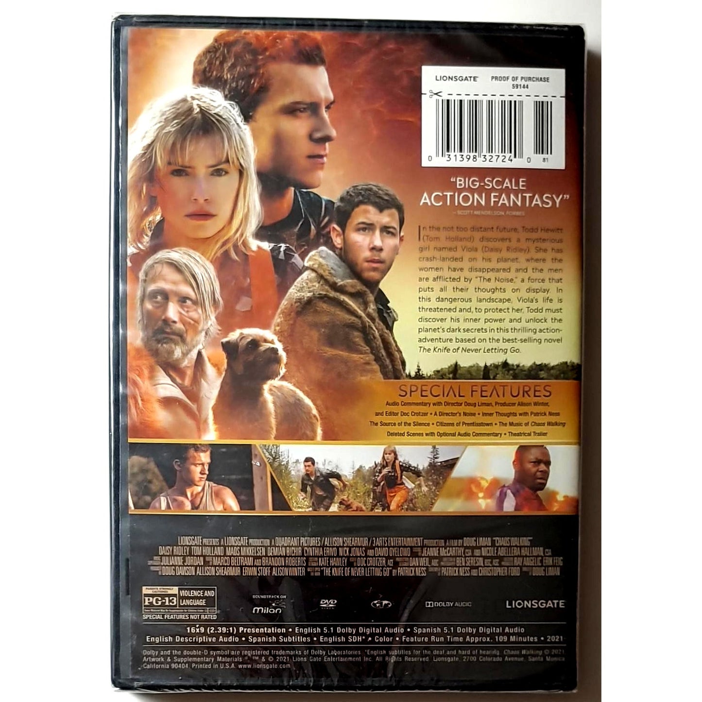 Chaos Walking DVD 2021 Sci Fi Adventure Thriller Daisy Ridley Holland Mikkelsen