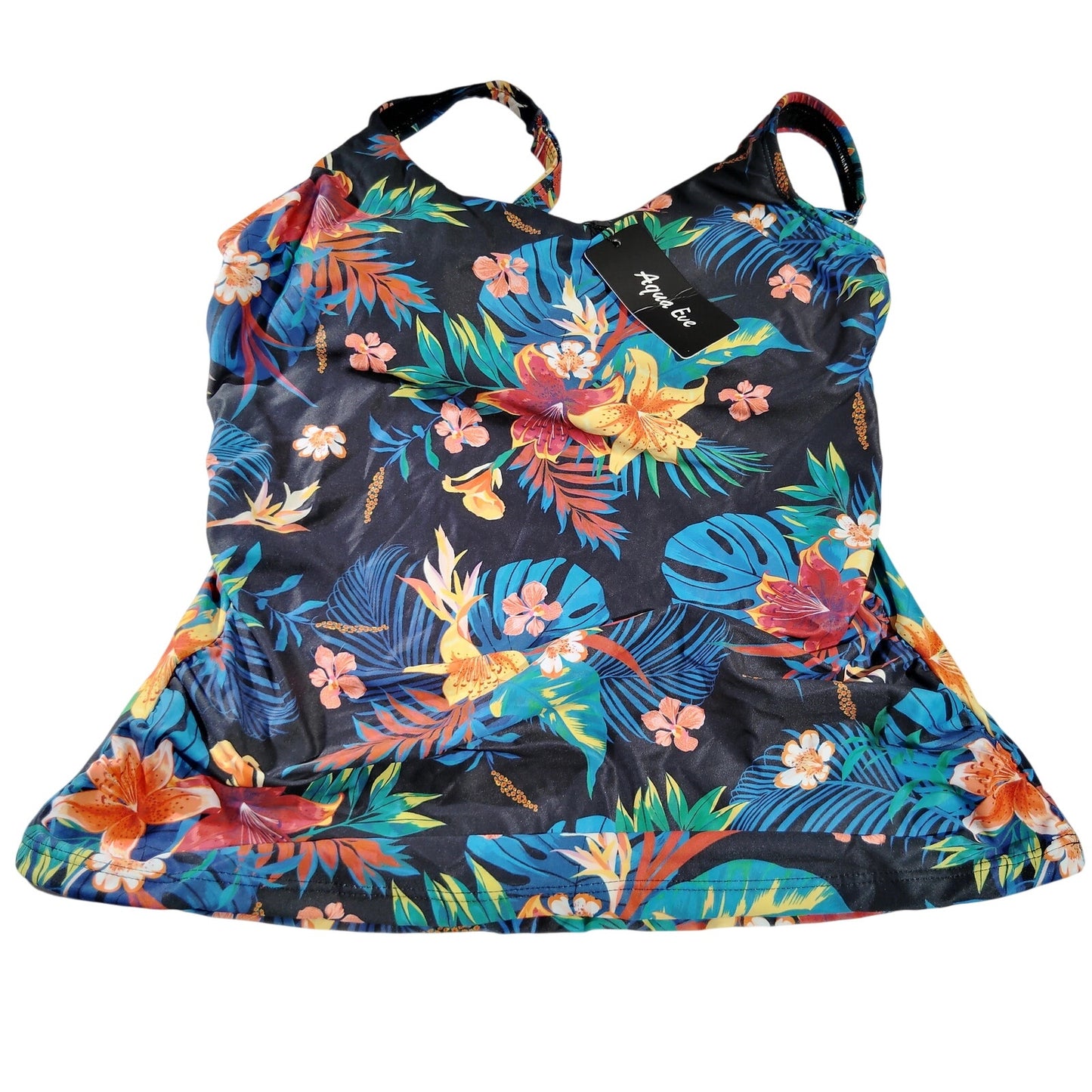 Aqua Eve Women’s Tankini Top – Tropical Floral – Medium – NWT