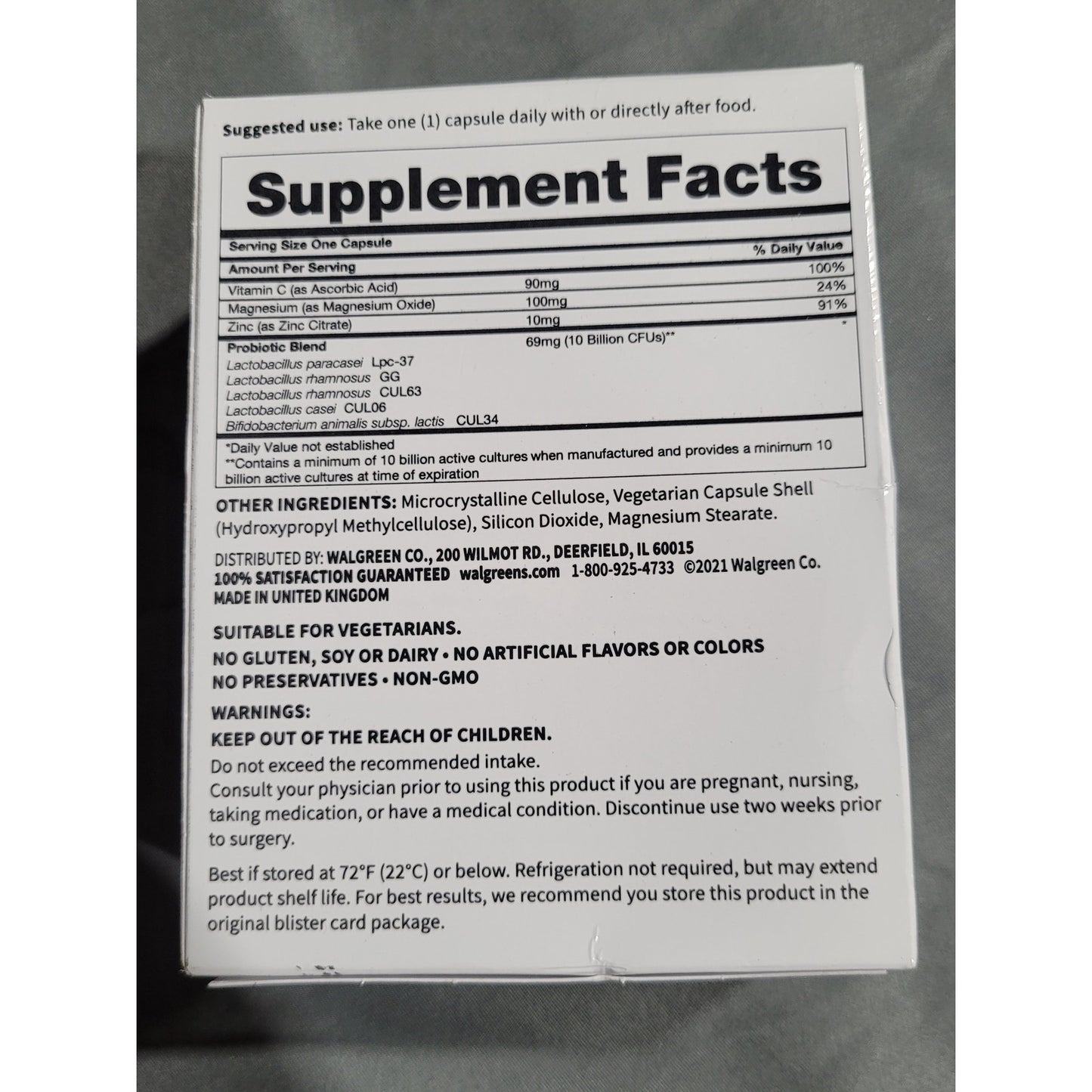 Walgreens Daily Immunity Probiotic Capsules with Vitamin C  30 CT. EXP 1-31-2026