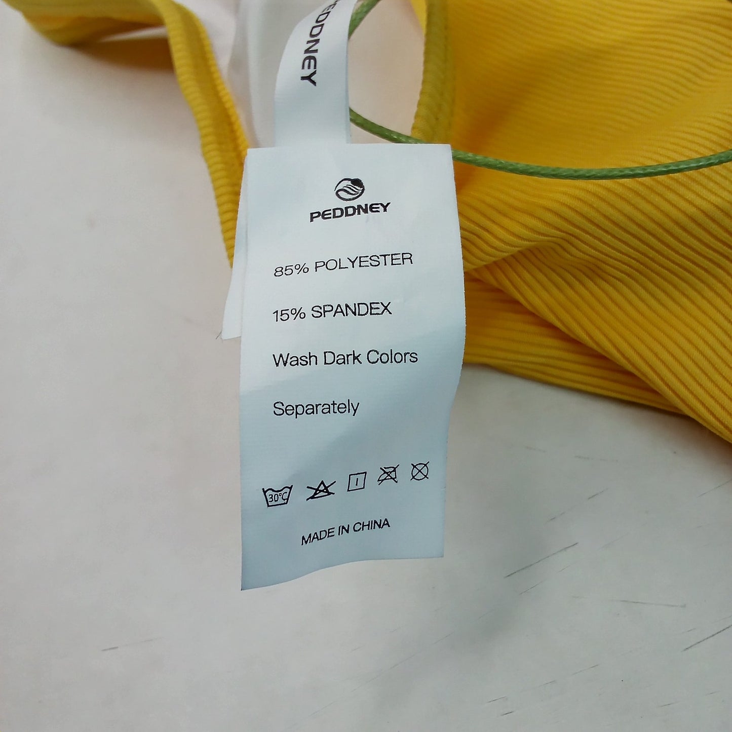 Peddney Yellow Ribbed Bikini Top Women’s Medium Scoop Neck Cutout Swim NWT