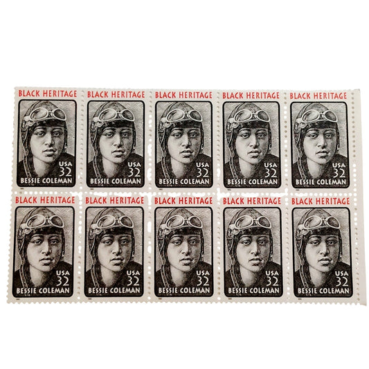Block of 10 – 1995 USA 32¢ Bessie Coleman MNH Scott 2956