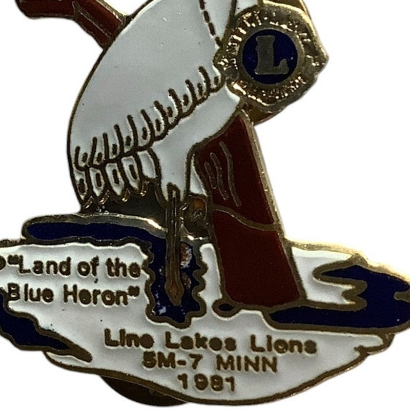 1981 Lions Club International, Blue Heron Lapel Pin, 5M7 Lino Lakes, MN