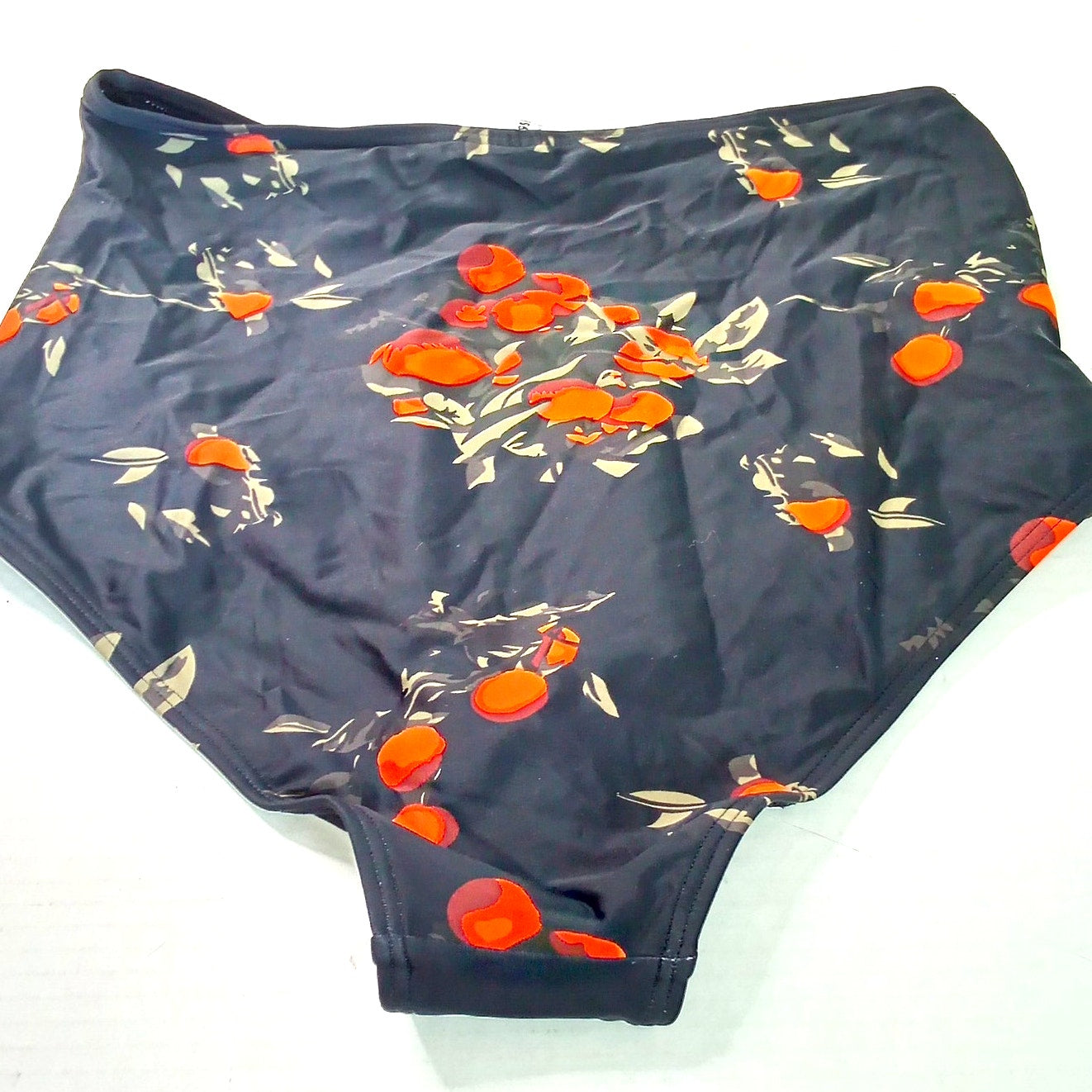 Cocoship Floral High Waisted Bikini Bottoms Ruched Swim Retro Style Medium