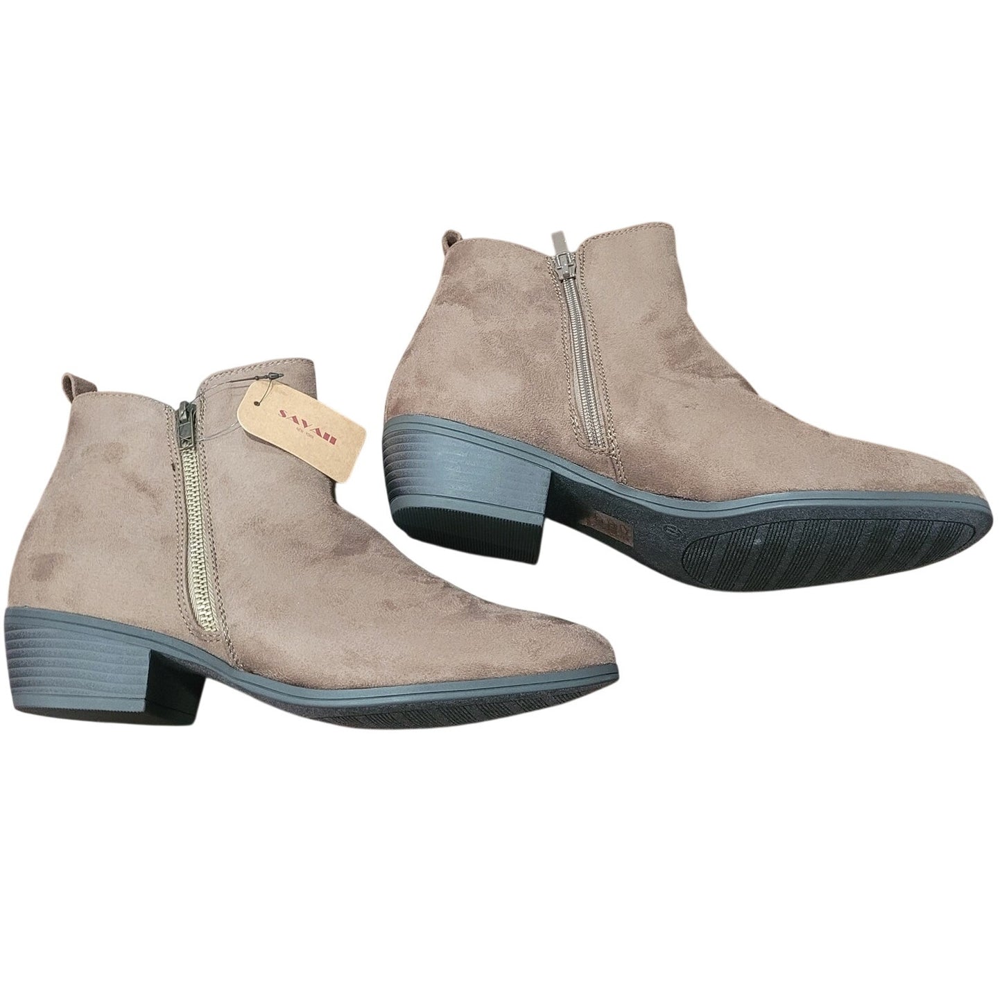 Savii Women’s Carrie Zipper Ankle Booties – Taupe – 11 M