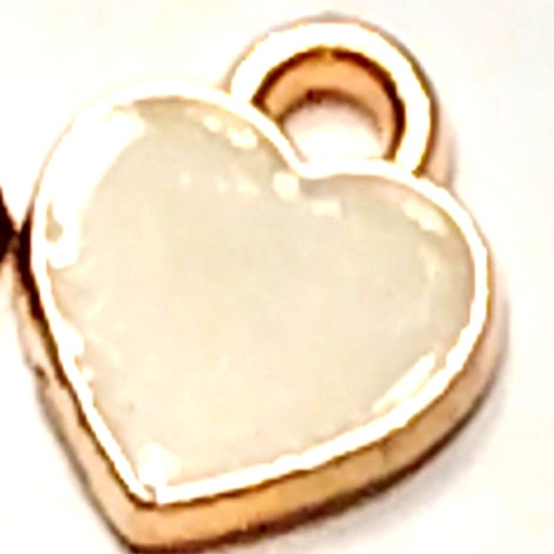 Heart Charms 4‑Pack Gold‑Tone Enamel Red White Pink Black 1/4" Jewelry Making