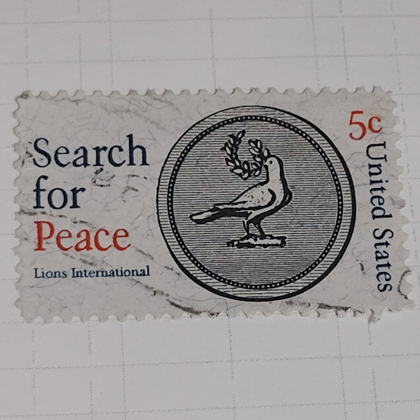 1967 Scott #1326 – 5¢ Search for Peace / Lions International 50th Anniversary