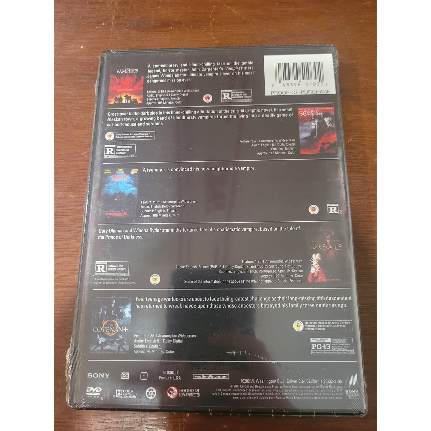 5 Movie Set - 30 Days of Night DVD Horror Pack Dracula Fright Night Vampires