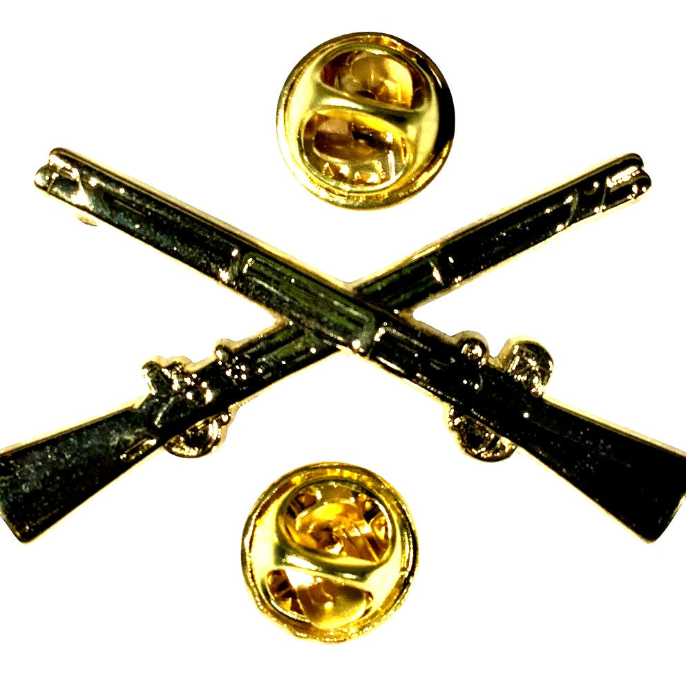 US Army Infantry Crossed Rifles Lapel / Hat Pin 1"H x 1-3/4"L