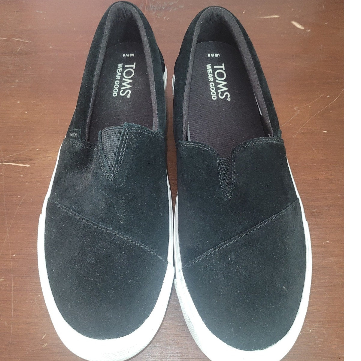 TOMS Women’s Fenix Platform Slip-On Sneaker – Black Suede, Size 8