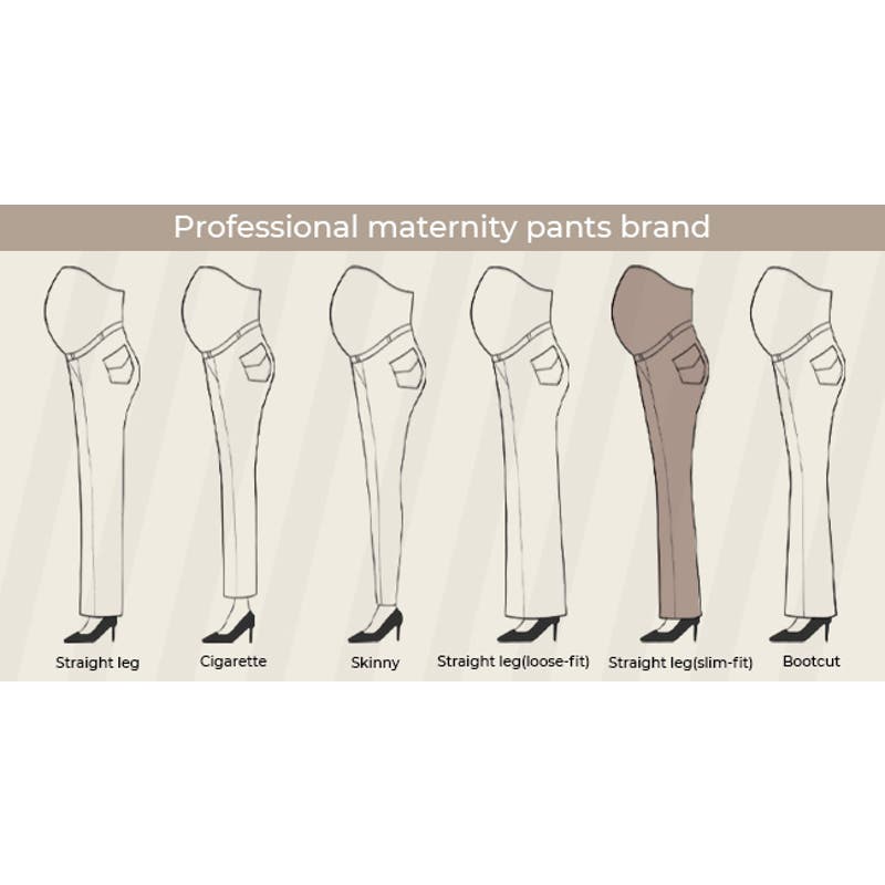 Maacie Maternity Stretchy Straight Legs High Waist Yoga Pants w/ Pockets, XL
