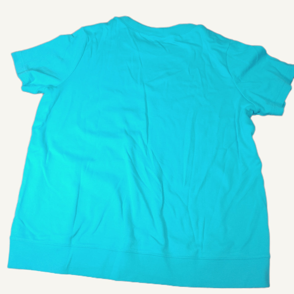 Blair Women's L Short Sleeve T-Shirt - Turquoise Ribbed Crew Neck Top