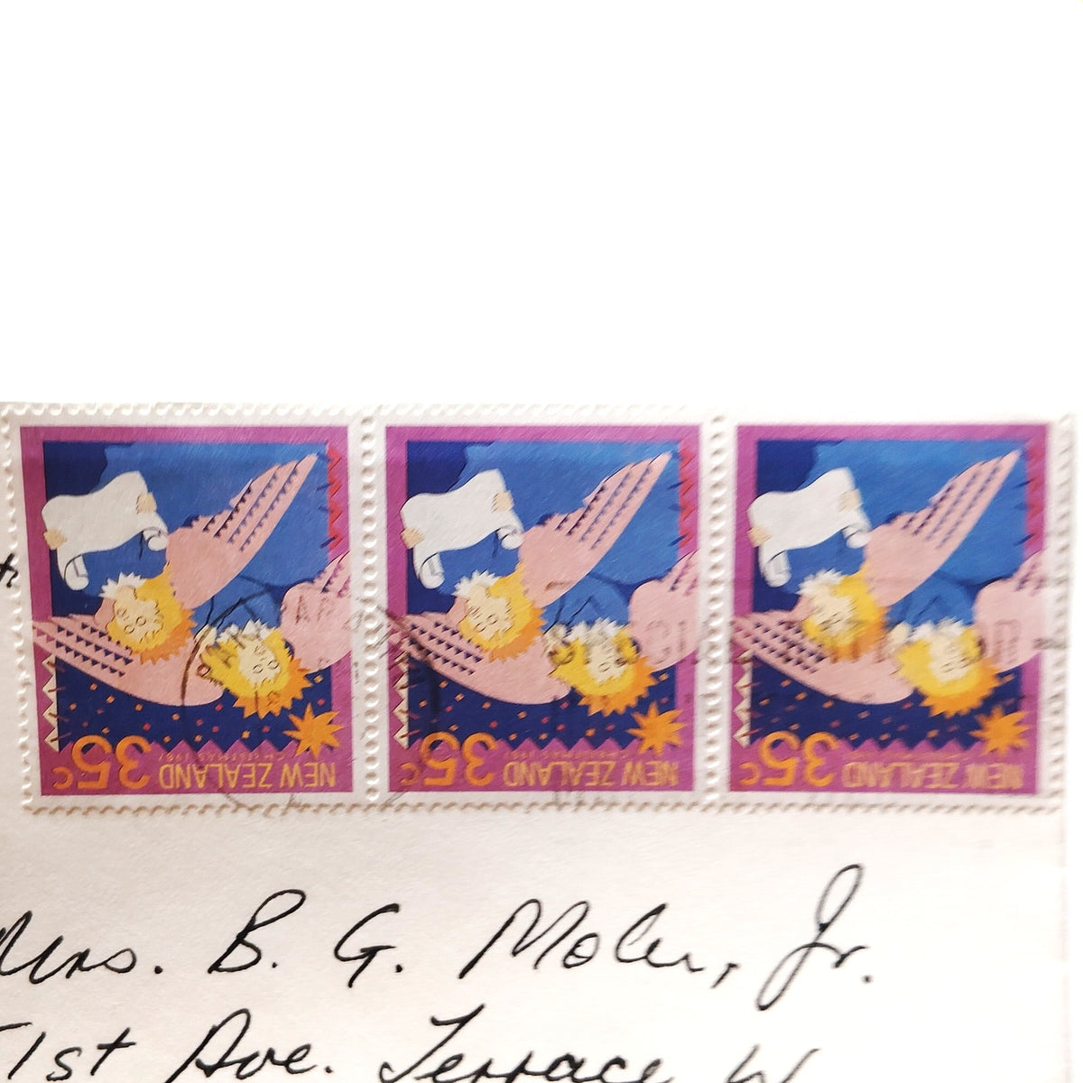1987 New Zealand Christmas 35c Stamp Cover Airmail Florida Hallmark
