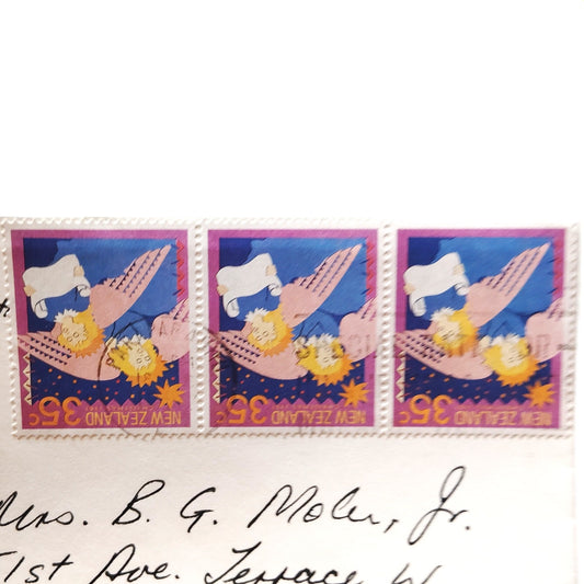 1987 New Zealand Christmas 35c Stamp Cover Airmail Florida Hallmark