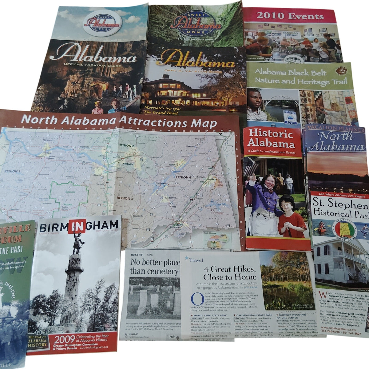 Vintage Alabama Travel Ephemera Lot - Maps, Guides, Brochures & More
