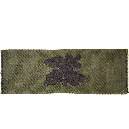 US Navy Supply Officer Collar Device Patch Black on ODG Folded Twill 3" × 1"
