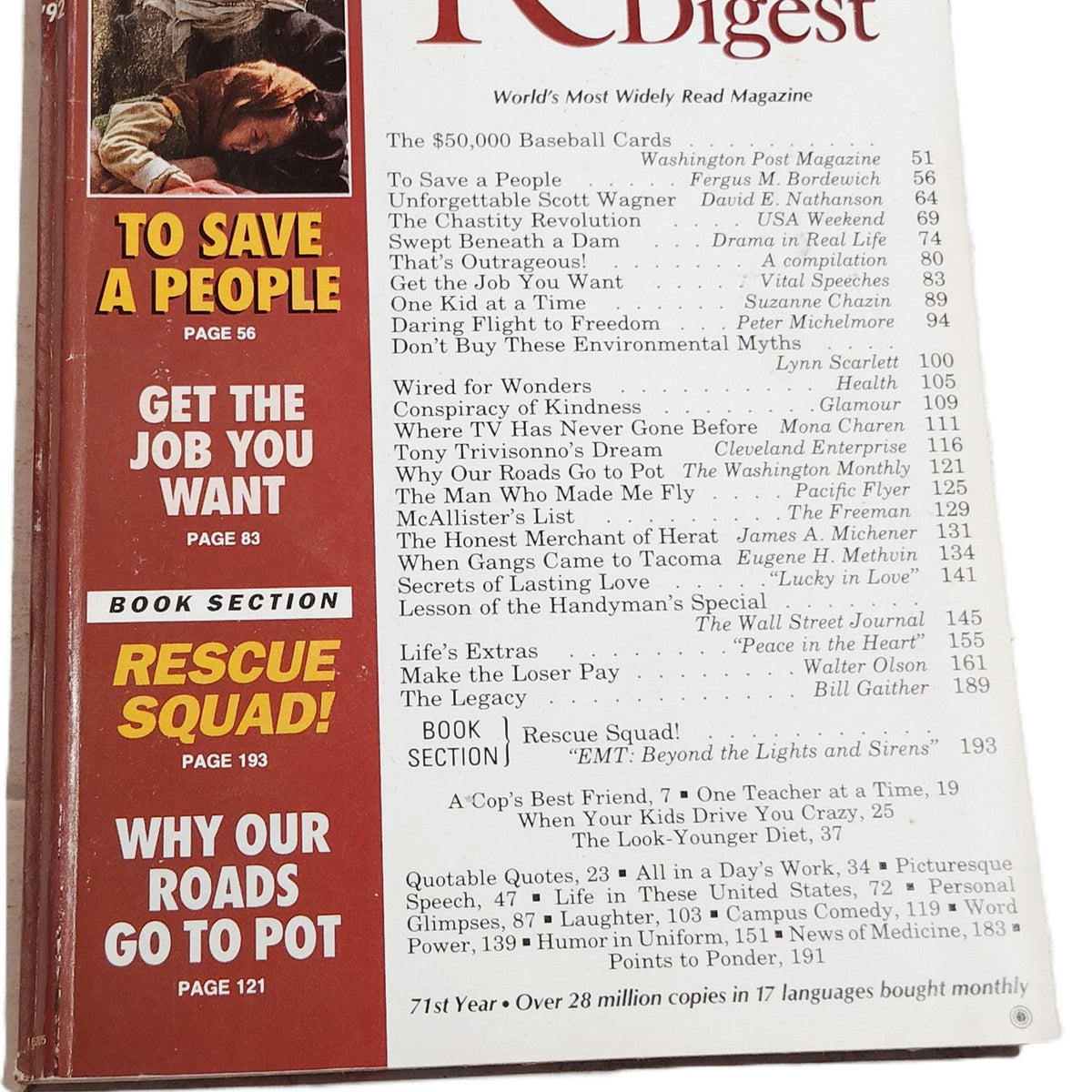 Reader's Digest May 1992 - To Save a People / Rescue Squad! Vintage Magazine