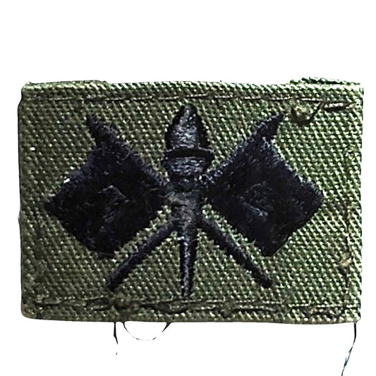 Pre-1989 Cap Device Subdued Embroidered Signal Corps ODG Sew-On 1.5" x 1"