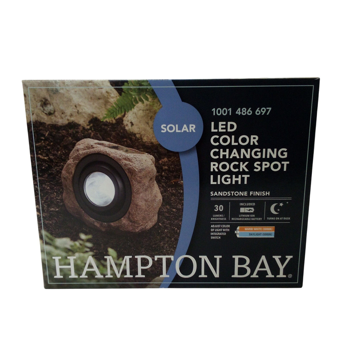 Hampton Bay Solar LED Rock Spot Light Color Changing Sandstone NXT-3547 Patio