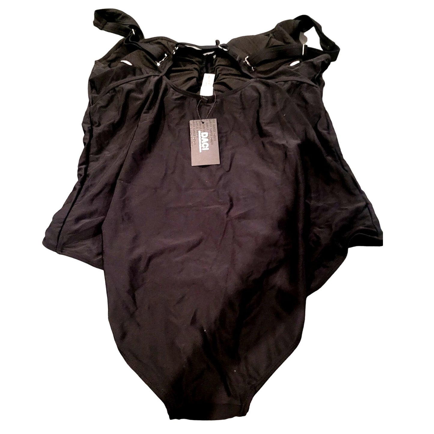 Daci Black 24W Plus Size One Piece Swimsuit Tummy Control Ruched Swimwear
