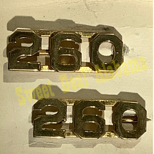 Early/Mid 1900s Brass C-Clasp "260" Collar Devices 3/8"H Hat / Lapel Pins Set