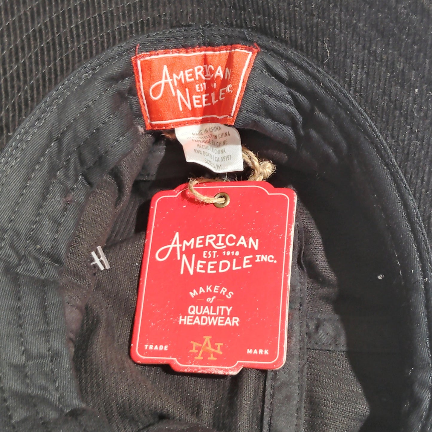 American Needle Corduroy Bucket Hat, Black, Size SM/MD, 80/20 Cotton/Poly