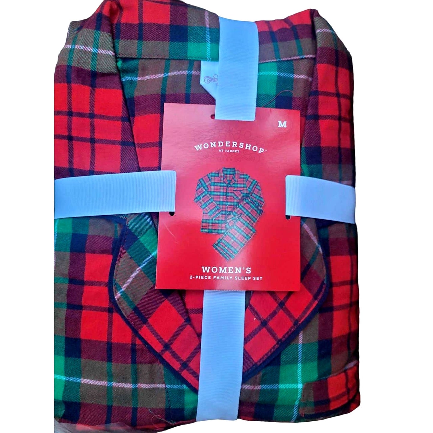 Wondershop MED Women's Plaid Flannel Pajama Set, Red Tartan, MED