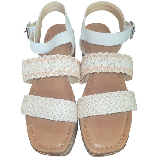 Chinese Laundry Women’s Espadrille Platform Sandals – White/Crochet, Size 8.5