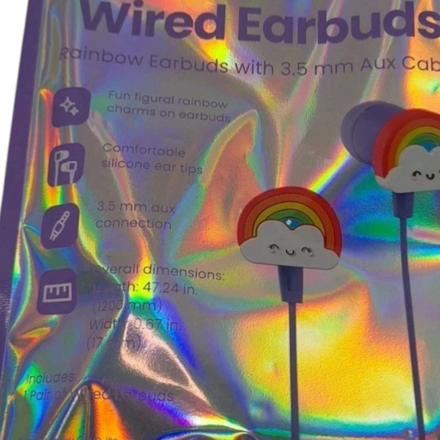 GEMS “Rainbow” Novelty Wired Earbuds – Kids – Purple