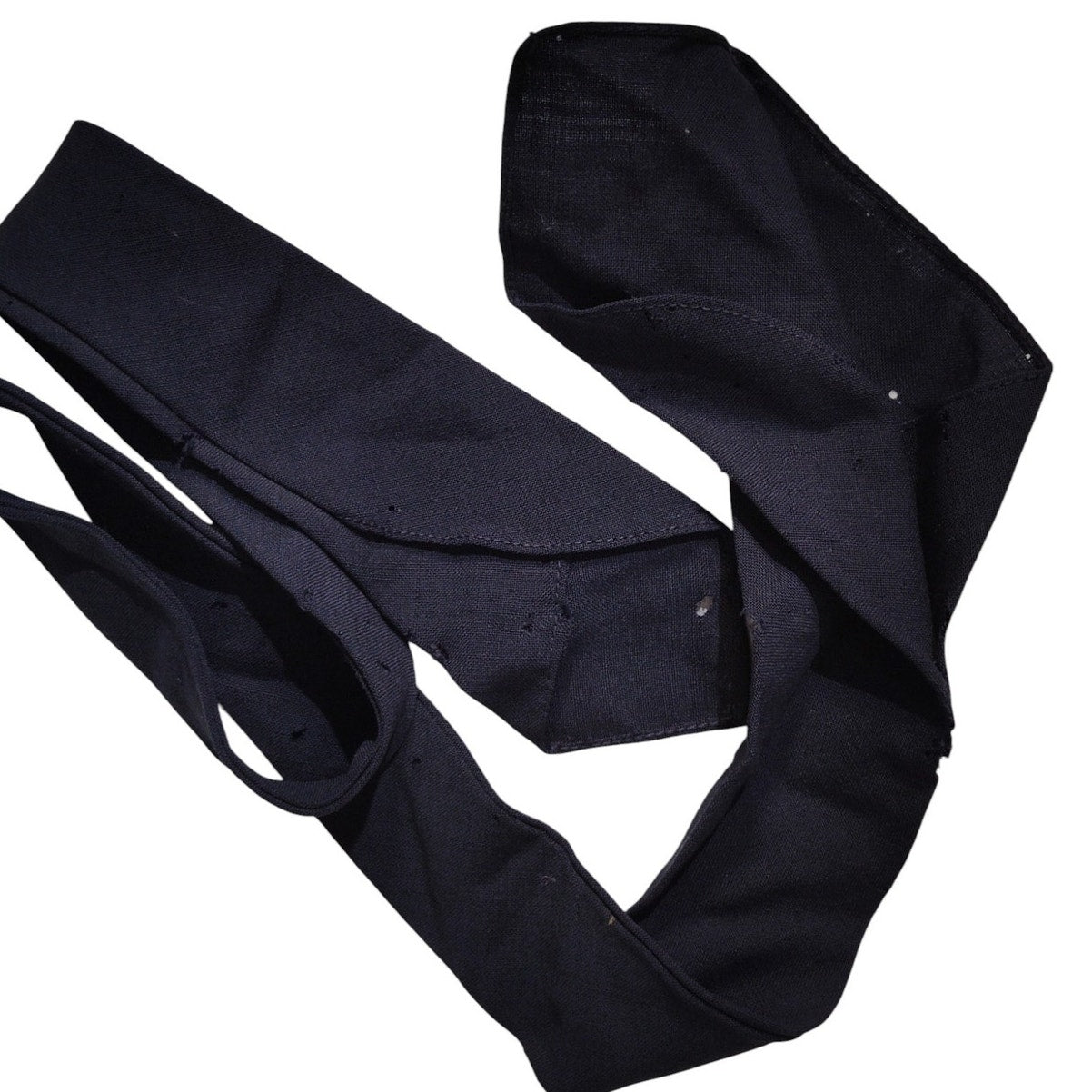 WWII-Era U.S. Navy or Army Enlisted Wool Necktie, Dark Navy Blue, Coarse Weave, Unfinished Ends