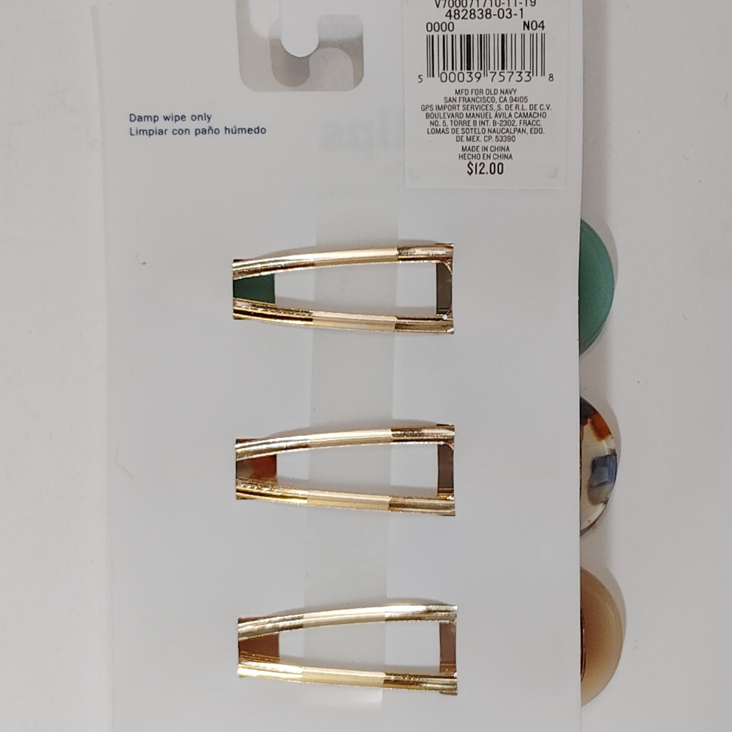 Old Navy Hair Clips – 2 Matching 3-Packs, Teardrop Style, Mint, Beige, Confetti