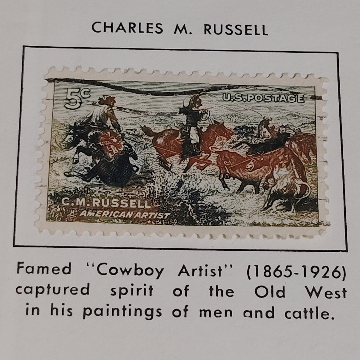 1964 Scott #1245 – 5¢ Charles M. Russell / Cowboy Artist – Canceled