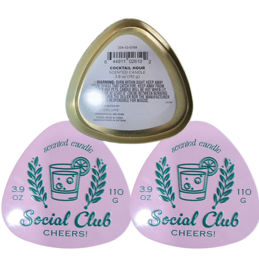 Social Club Cheers! Scented Candles – Set of 3 – Cocktail Hour Collection – 3.9 oz Each